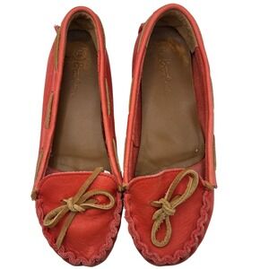 Boden Coral Red Leather Moccasins Loafers‎ EU 38 (US 7.5–8)